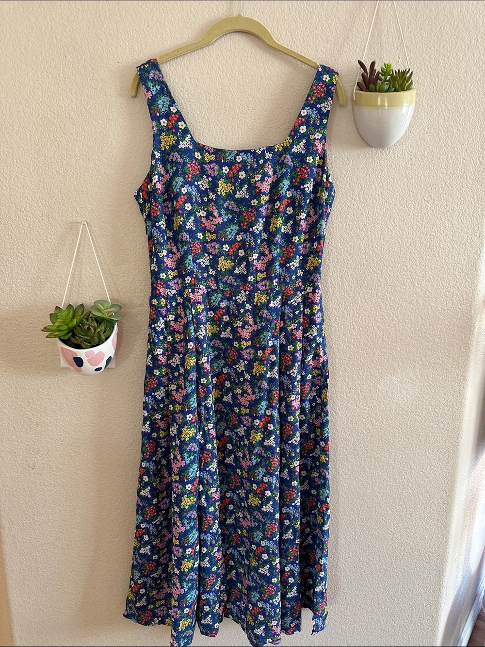 Vintage Liz Claiborne Floral 80s 90s Rayon Midi Dress 12 Medium Large